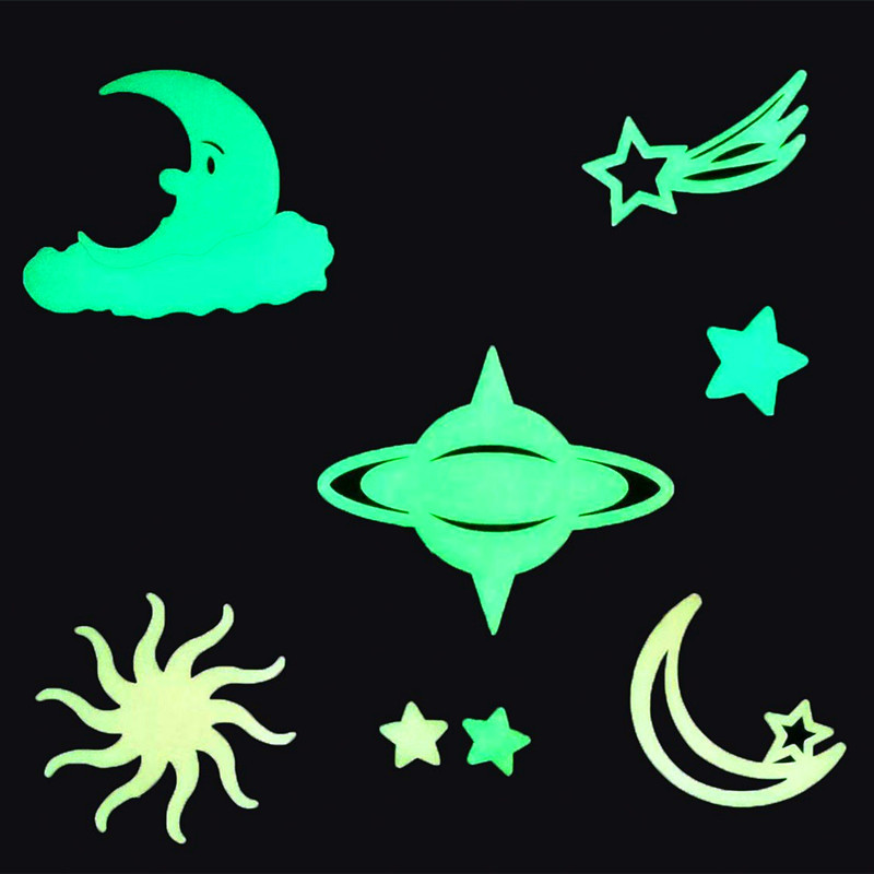 Home Cinema Room - 8pcs Luminous UFO Wall Stickers with
