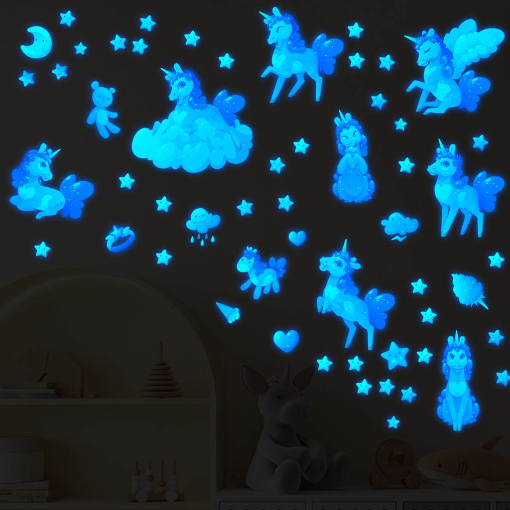 Cartoon Luminous Unicorn Wall  - Home Cinema Room review and price